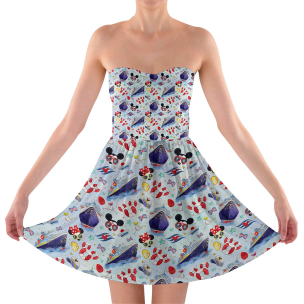 Sweetheart Strapless Skater Dress - Cruise Disney Style