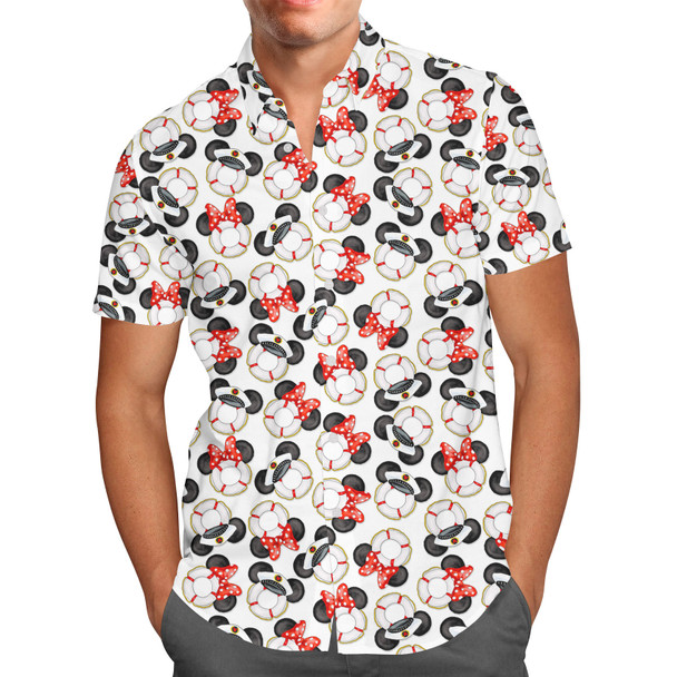 Men's Button Down Short Sleeve Shirt - Gone Overboard In White