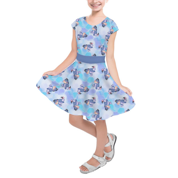 Girls Short Sleeve Skater Dress - Watercolor Eeyore