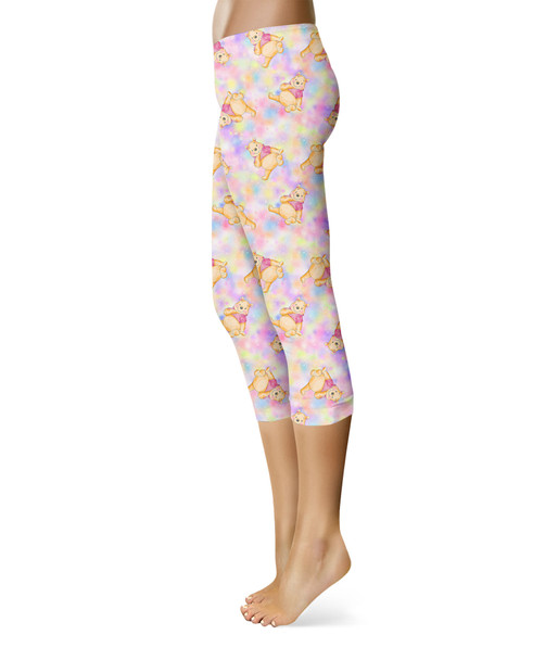 Sport Capri Leggings - Watercolor Pooh Bear