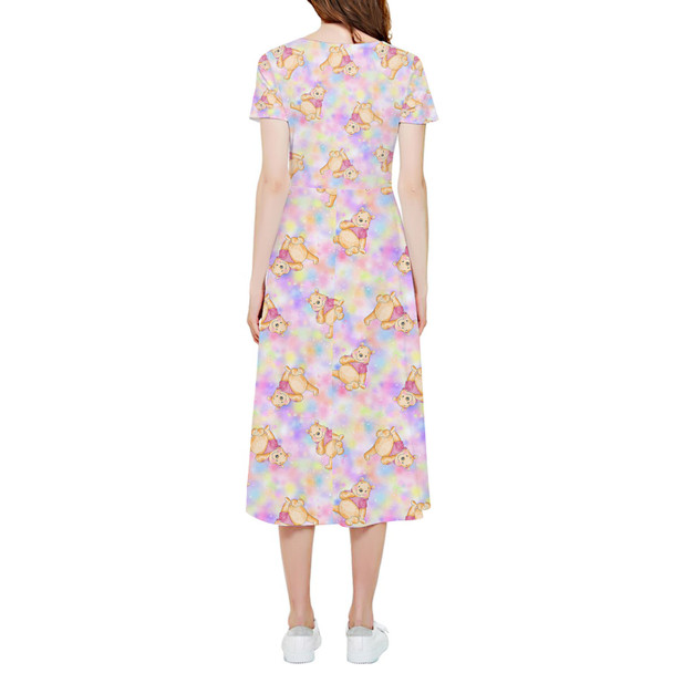 High Low Midi Dress - Watercolor Pooh Bear