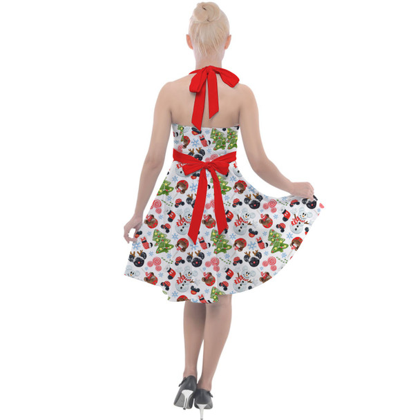 Halter Vintage Style Dress - Mouse Magic Christmas