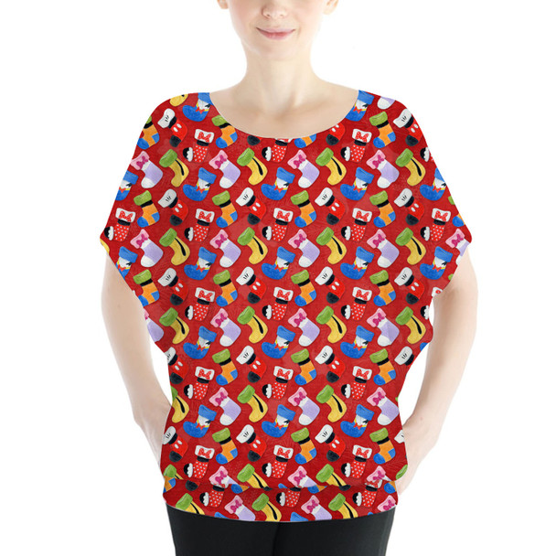 Batwing Chiffon Top - Mickey & Friends Christmas Stockings