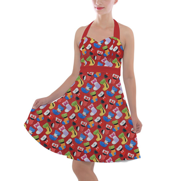 Halter Vintage Style Dress - Mickey & Friends Christmas Stockings