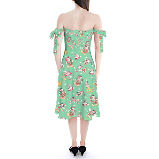 Strapless Bardot Midi Dress - Merry Mickey Christmas