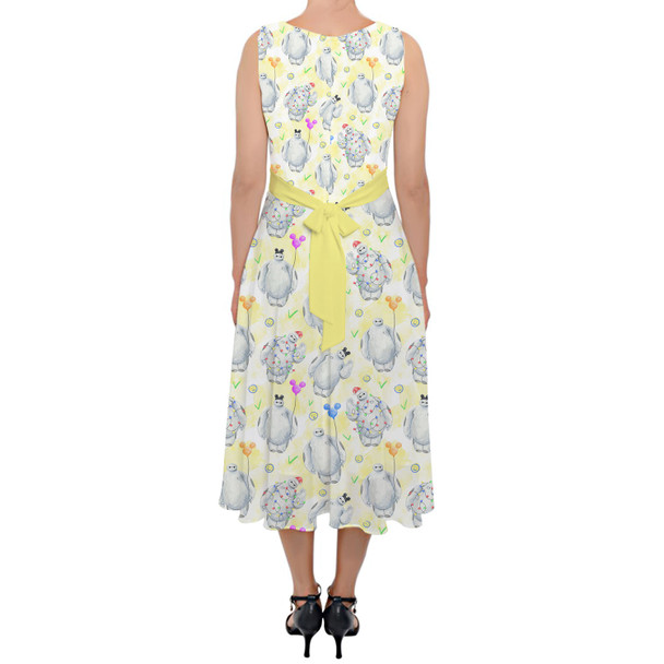 Belted Chiffon Midi Dress - Festive Baymax