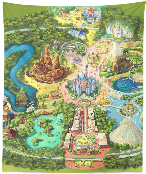 Tapestry - Medium (50x65) - Disneyland Colorful Map - READY TO SHIP