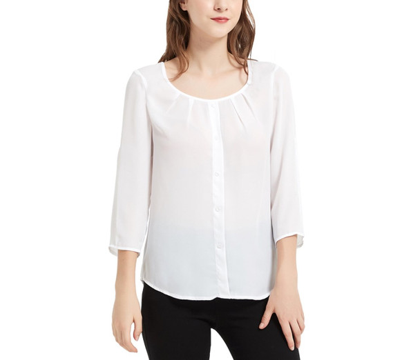 Chiffon 3/4 Sleeve Button Blouse