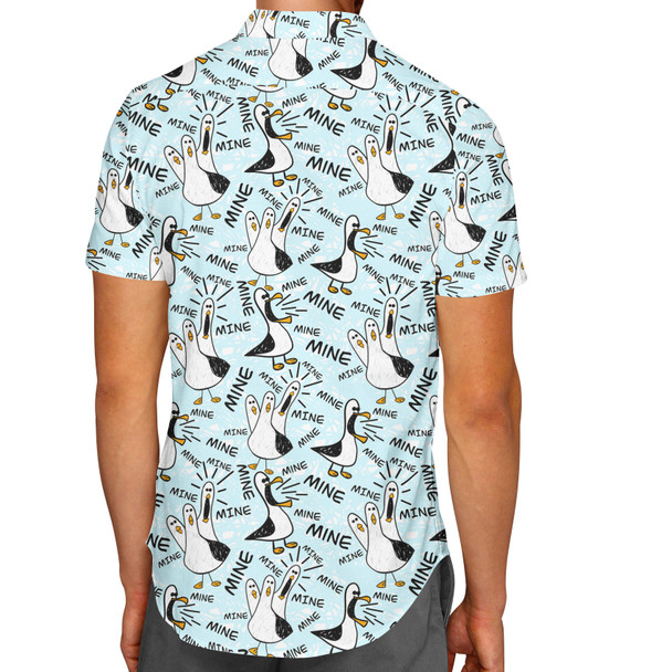 Men's Button Down Short Sleeve Shirt - Mine Mine Mine Seagulls Pixar Inspired