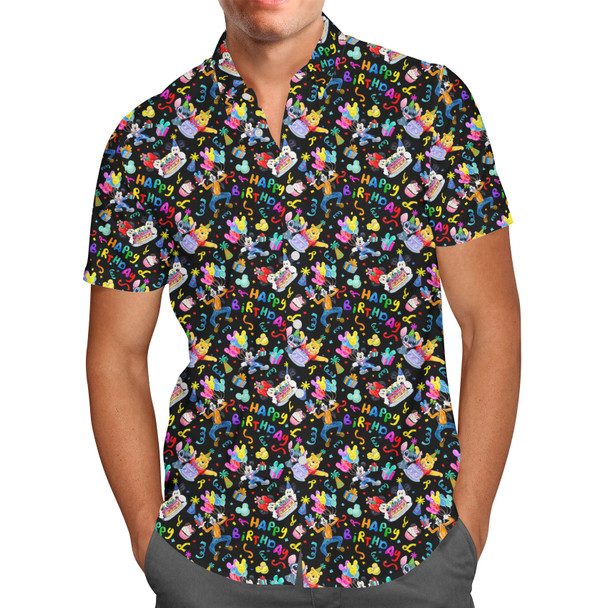 Men's Button Down Short Sleeve Shirt - A Disney Happy Birthday