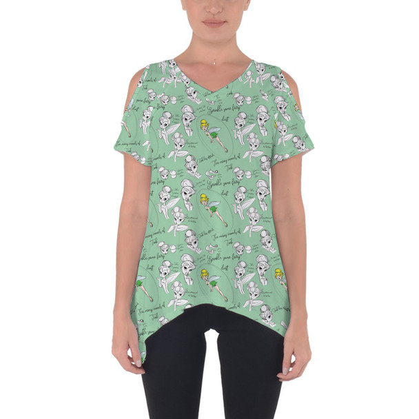 Cold Shoulder Tunic Top - Drawing Tinkerbell