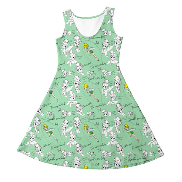 Girls Sleeveless Dress - Drawing Tinkerbell