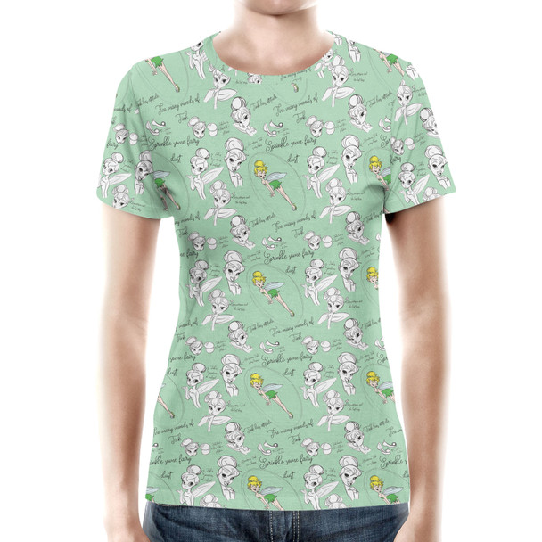 Women's Cotton Blend T-Shirt - Drawing Tinkerbell