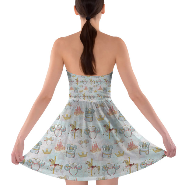 Sweetheart Strapless Skater Dress - Main Attraction Disney Carousel