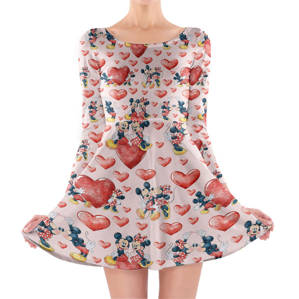 Longsleeve Skater Dress - Valentine Mickey & Minnie