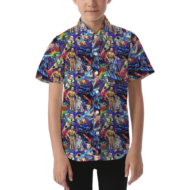 Kids' Button Down Short Sleeve Shirt - Skywalker Saga