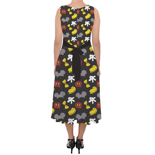 Belted Chiffon Midi Dress - Dress Like Mickey