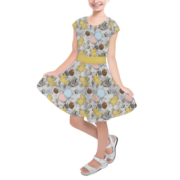 Girls Short Sleeve Skater Dress - Silly Old Bear