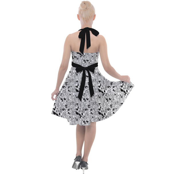 Halter Vintage Style Dress - Comic Book Mickey Mouse & Friends