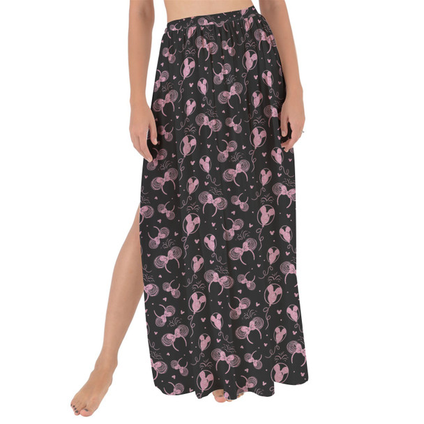 Maxi Sarong Skirt - Pink Glitter Minnie Ears and Mickey Balloons