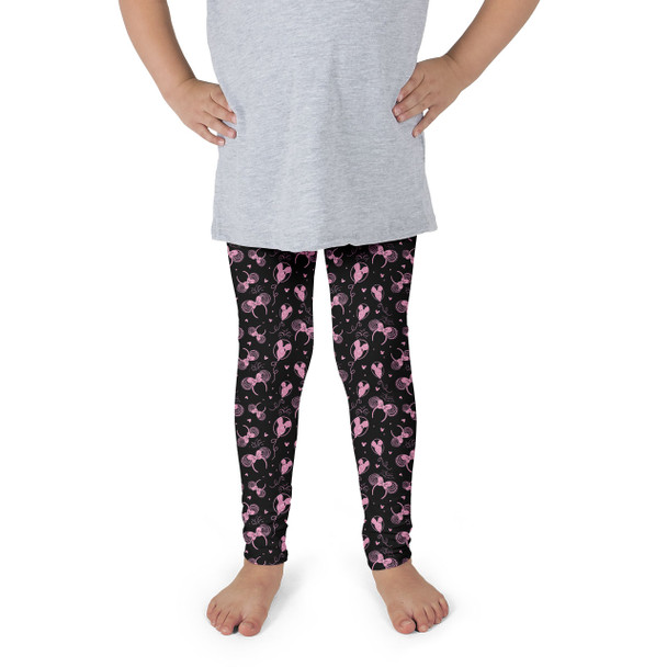 Girls' Leggings - Pink Glitter Minnie Ears and Mickey Balloons