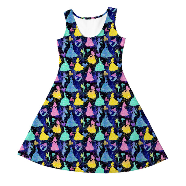 Girls Sleeveless Dress - Princess Glitter Silhouettes