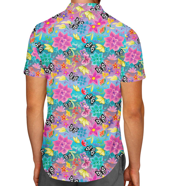 Men's Button Down Short Sleeve Shirt - Encanto's Mirabel