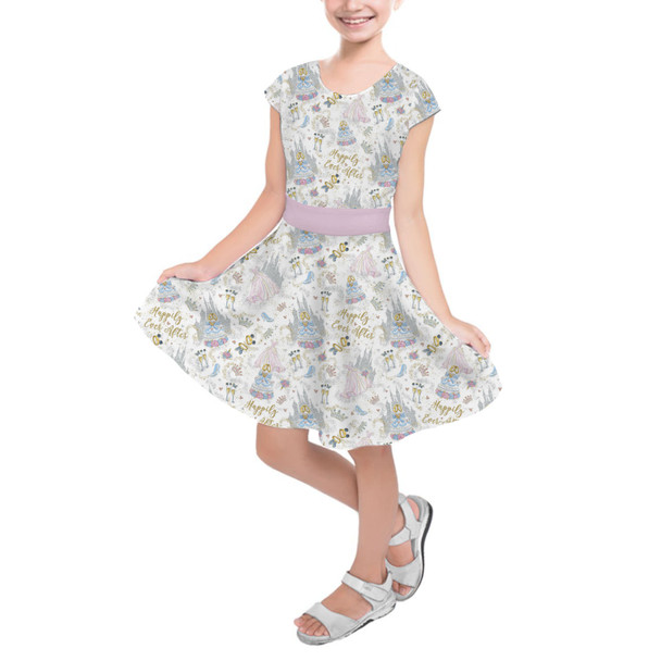 Girls Short Sleeve Skater Dress - Happily Ever After Disney Weddings Inspired