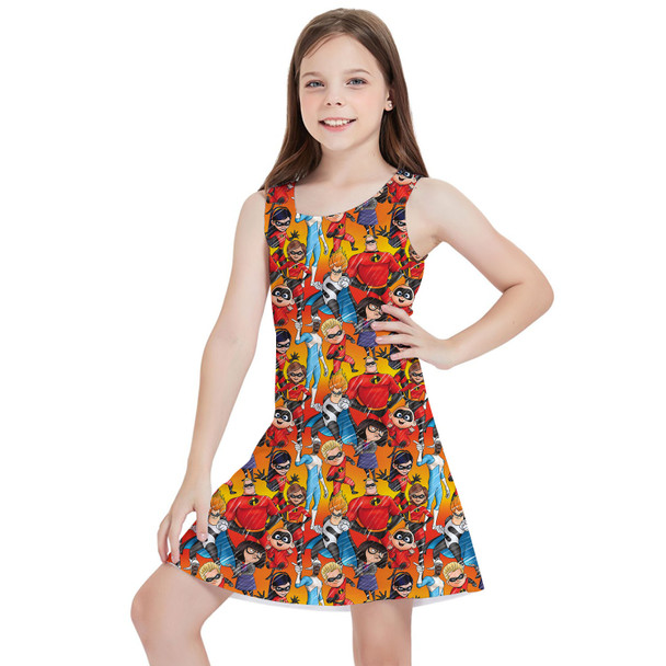 Girls Sleeveless Dress - The Incredibles Sketched