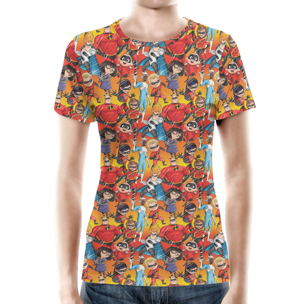 Women's Cotton Blend T-Shirt - The Incredibles Sketched