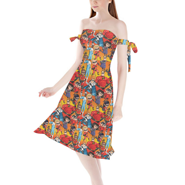 Strapless Bardot Midi Dress - The Incredibles Sketched