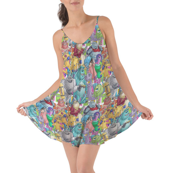 Beach Cover Up Dress - Monsters Inc Sketched
