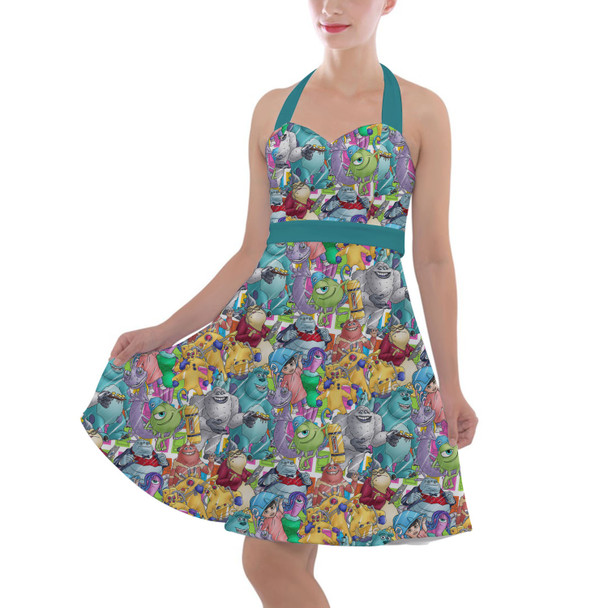 Halter Vintage Style Dress - Monsters Inc Sketched