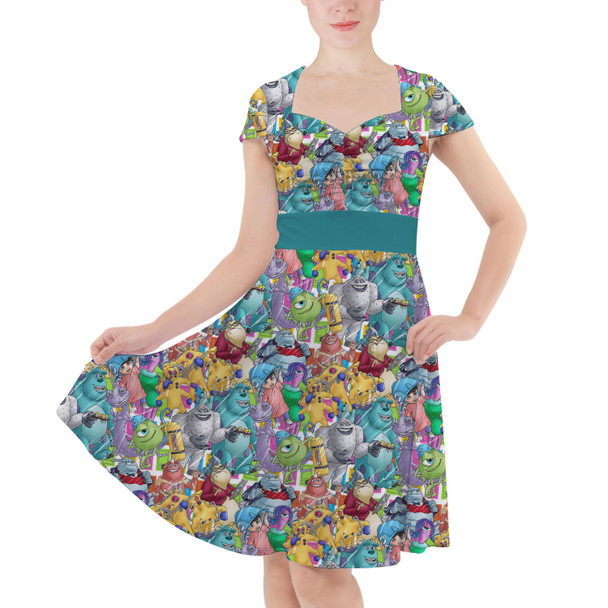 Sweetheart Midi Dress - Monsters Inc Sketched