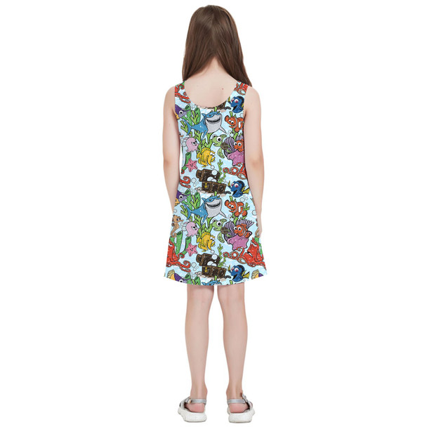 Girls Sleeveless Dress - Fish Are Friends Nemo Inspired