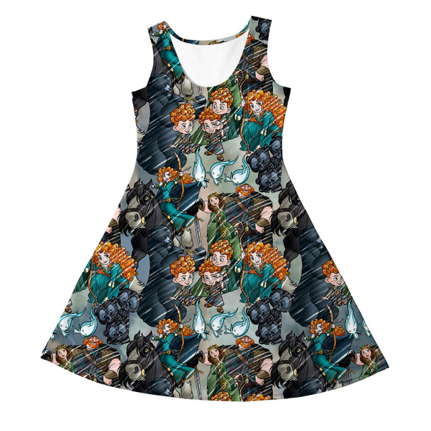 Girls Sleeveless Dress - Merida Sketched