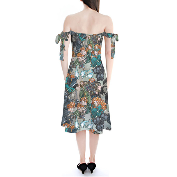 Strapless Bardot Midi Dress - Merida Sketched
