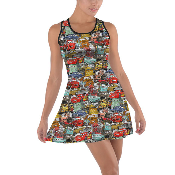 Cotton Racerback Dress - Pixar Cars Sketched