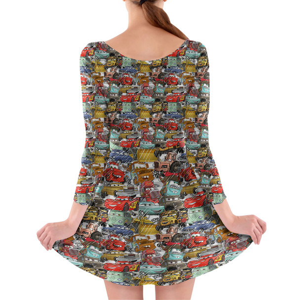 Longsleeve Skater Dress - Pixar Cars Sketched