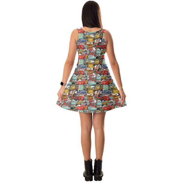 Sleeveless Flared Dress - Pixar Cars Sketched