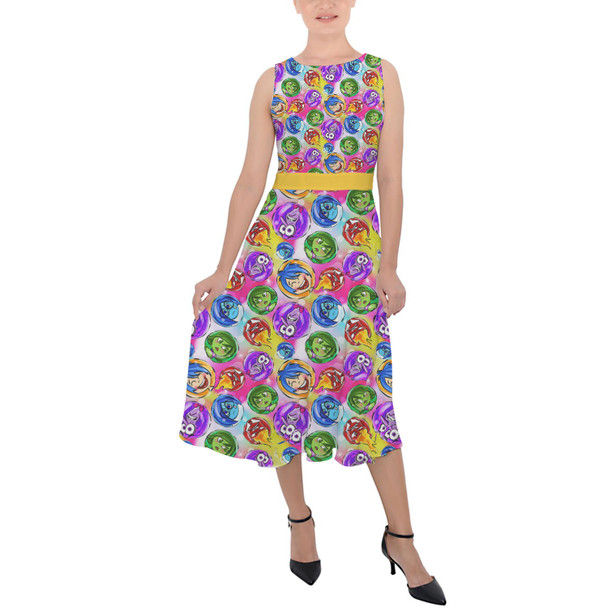 Belted Chiffon Midi Dress - Inside Out Pixar Inspired