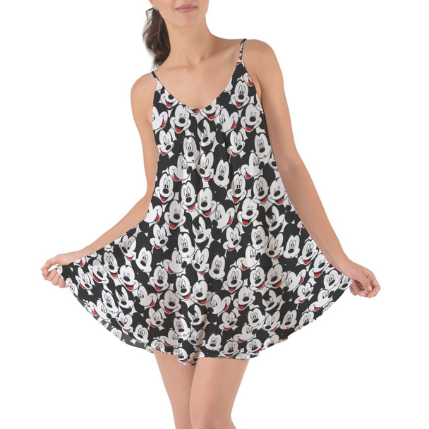 Beach Cover Up Dress - Many Faces of Mickey Mouse