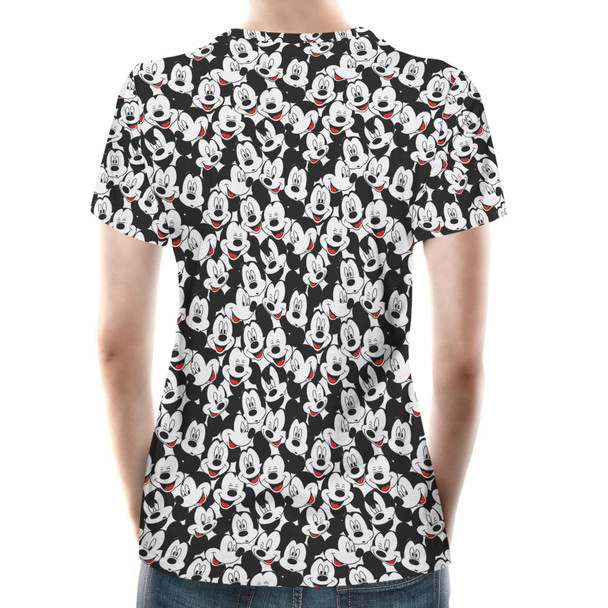 Women's Cotton Blend T-Shirt - Many Faces of Mickey Mouse