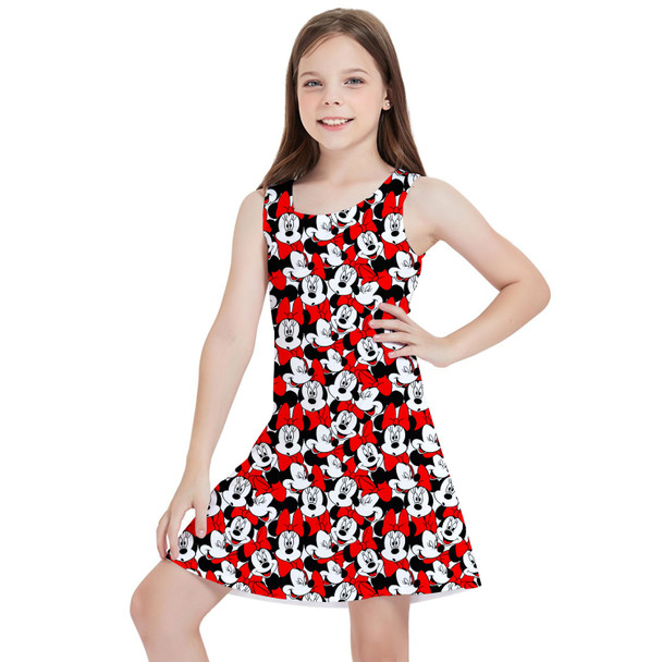 Girls Sleeveless Dress - Many Faces of Minnie Mouse