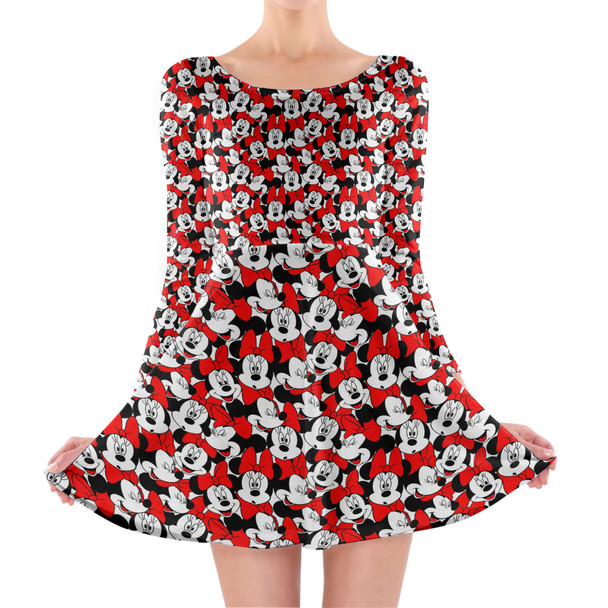 Longsleeve Skater Dress - Many Faces of Minnie Mouse