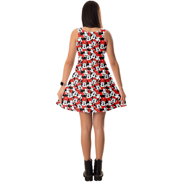 Sleeveless Flared Dress - Many Faces of Minnie Mouse