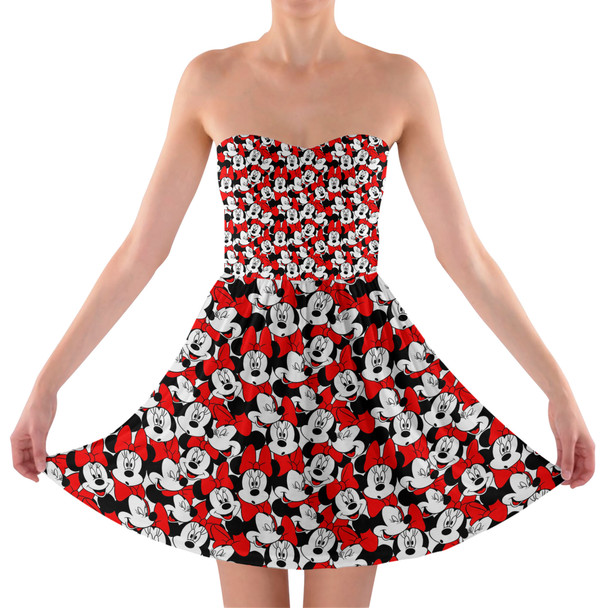 Sweetheart Strapless Skater Dress - Many Faces of Minnie Mouse
