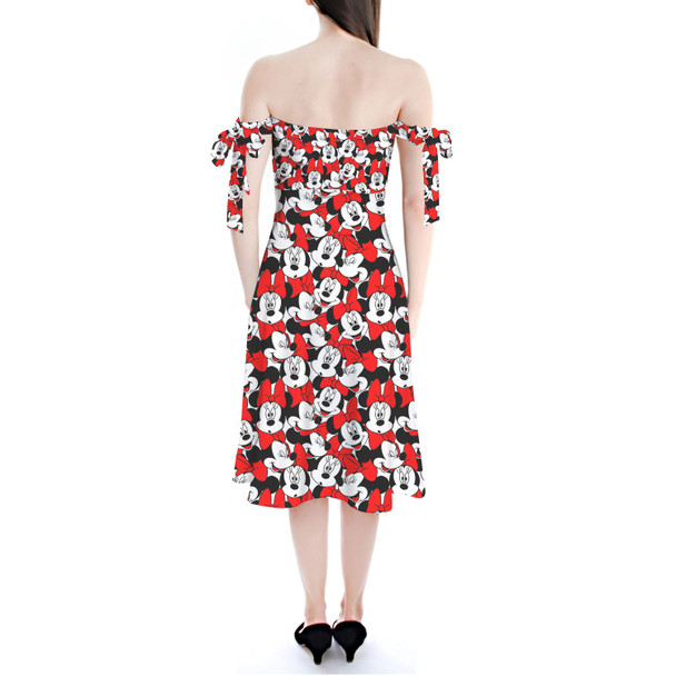 Strapless Bardot Midi Dress - Many Faces of Minnie Mouse