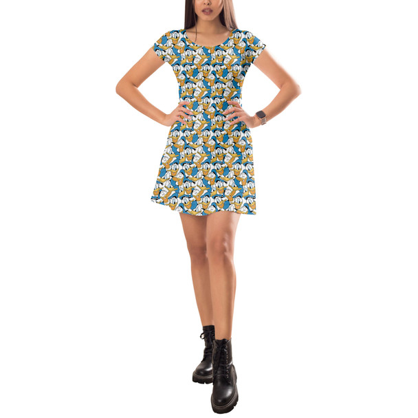 Short Sleeve Dress - Many Faces of Donald Duck