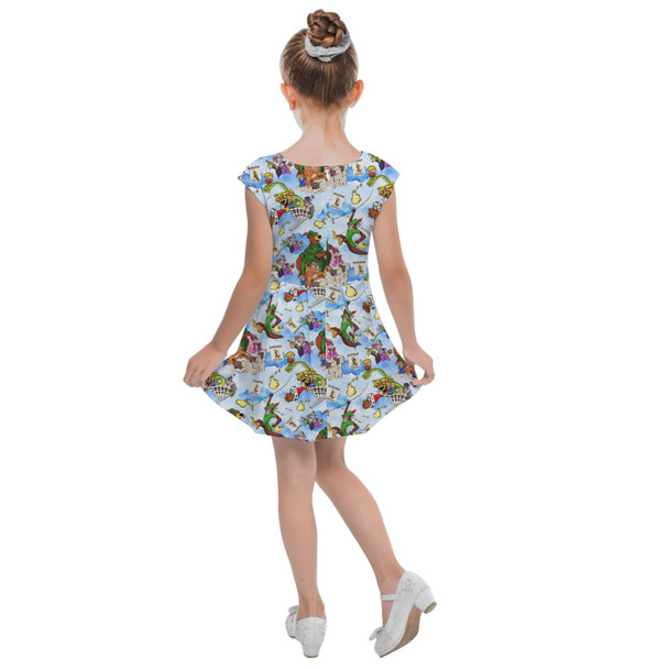 Girls Cap Sleeve Pleated Dress - Robin Hood